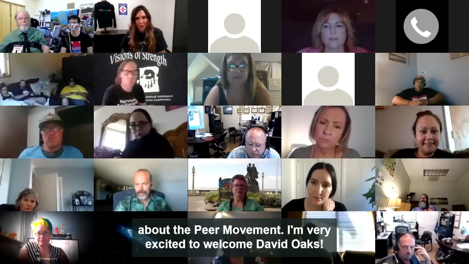 A screenshot of people viewing David Oaks keynote at Peerpocalypse
